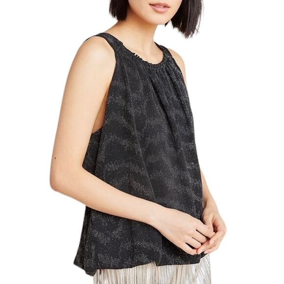 Anthropologie Tops - Anthropologie Carly Sleeveless Shimmer Top in Black and Silver, Medium